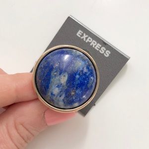 Express blue semi precious round cocktail ring
